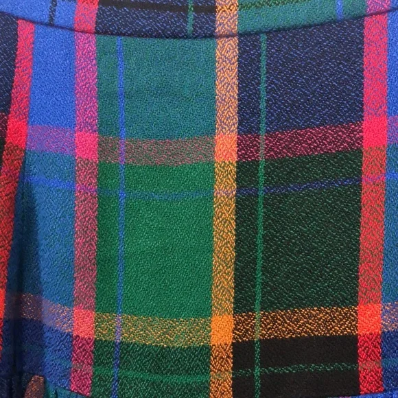 Vintage plaid skirt Women's 8 colorful rainbow acetate pleated whimsical retro - Picture 4 of 10